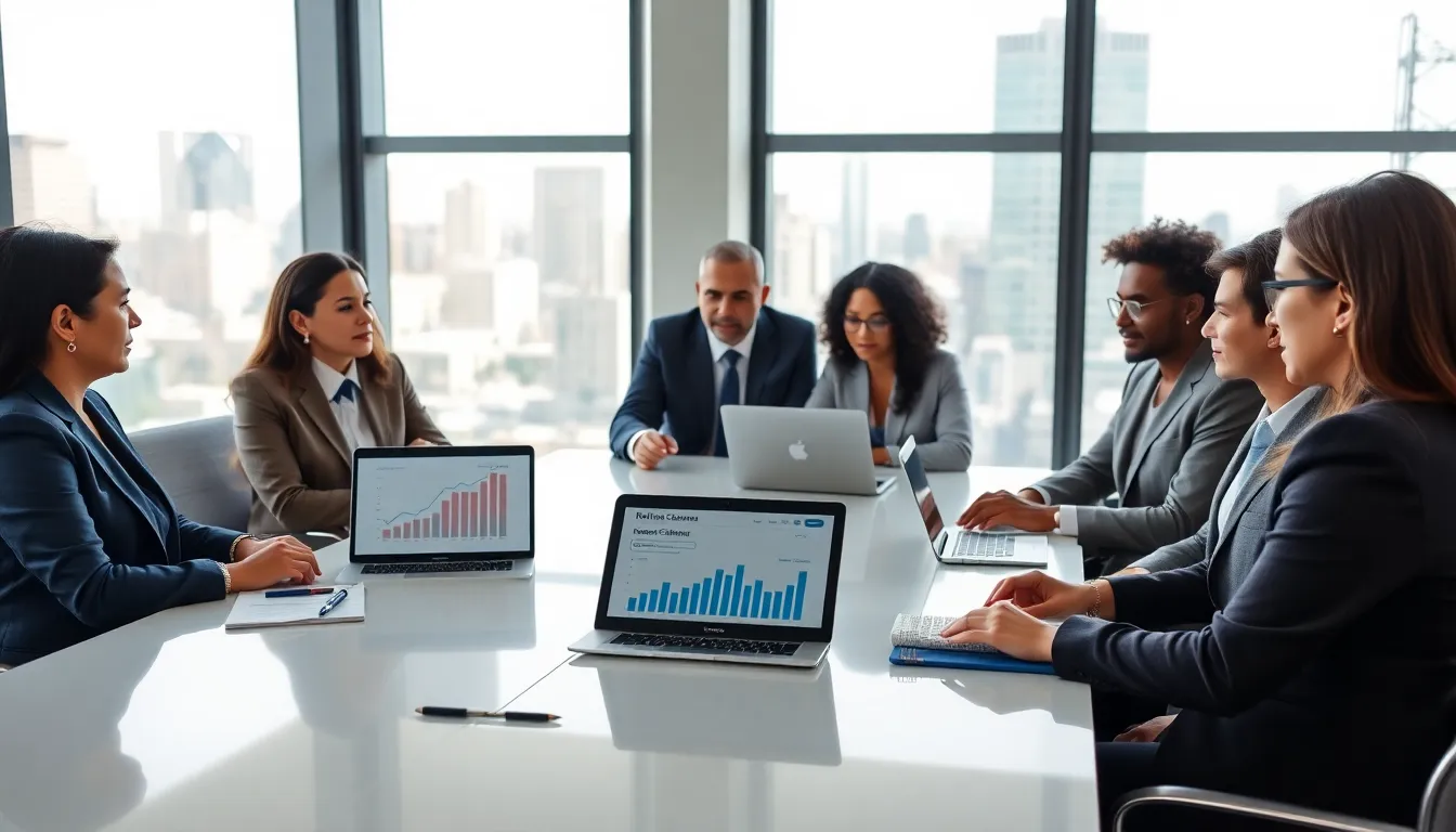 diverse group discussing retirement planning in a modern office.